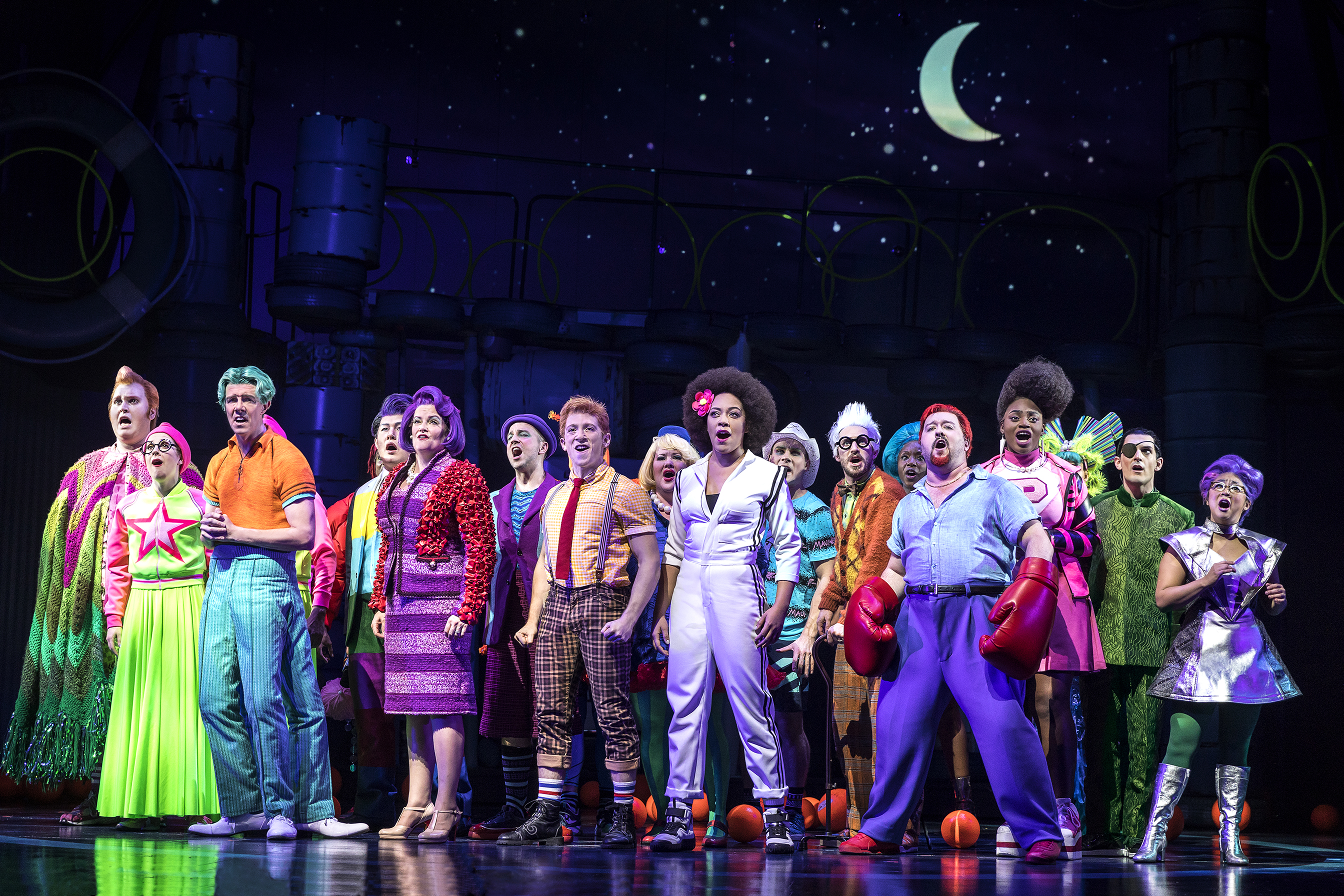 The cast of Spongebob Squarepants the Broadway Musical. Photography by Joan Marcus.