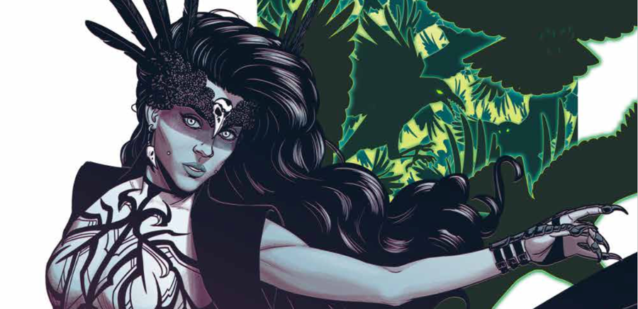 Closeup of Morrigan from The Wicked + The Divine #30 cover