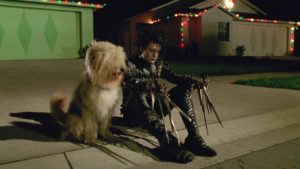 Still of Johnny Depp as Edward in Edward Scissorhands.