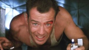 Still of Bruce Willis in Die Hard.