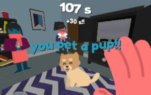 Pet the pup at the party gameplay